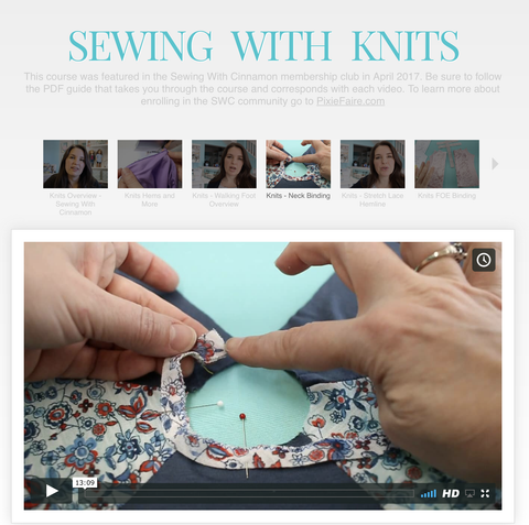 SWC Classes Sewing With Knit Fabrics - Master Class Video Course Pixie Faire