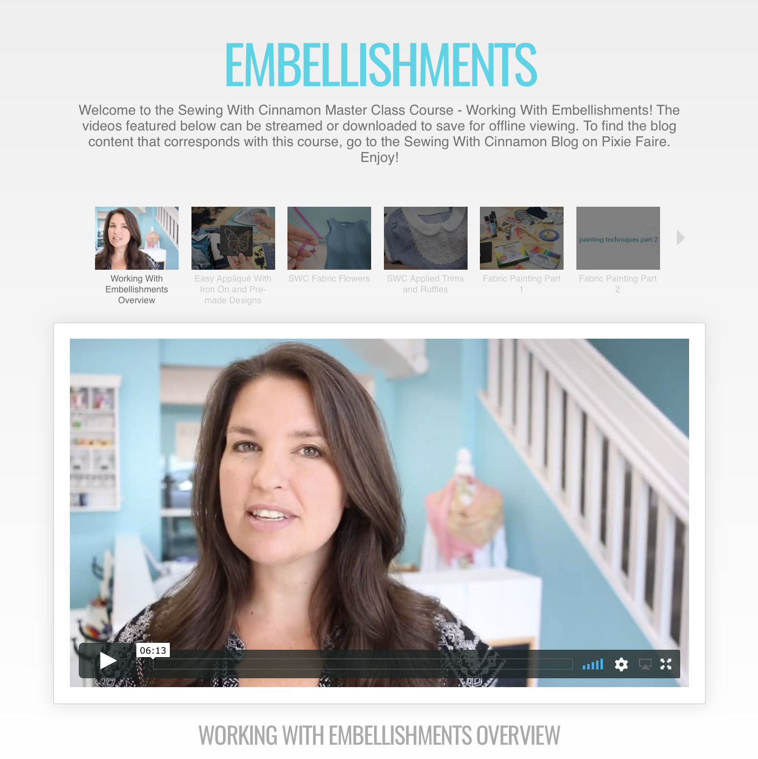 Liberty Jane Classes Working With Embellishments - Master Class Video Course Pixie Faire
