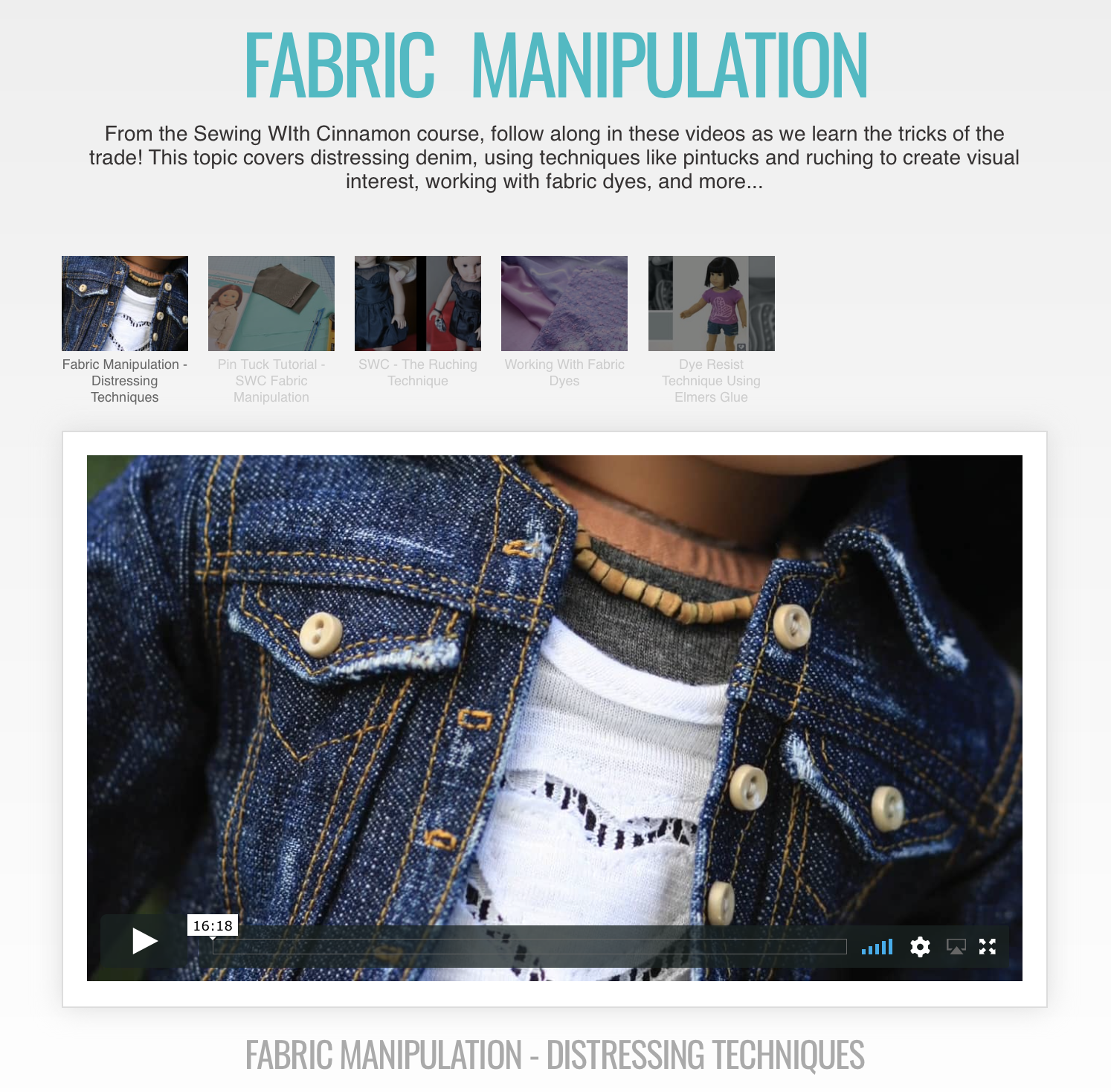 SWC Classes Fabric Manipulation Master Class Video Course Pixie Faire