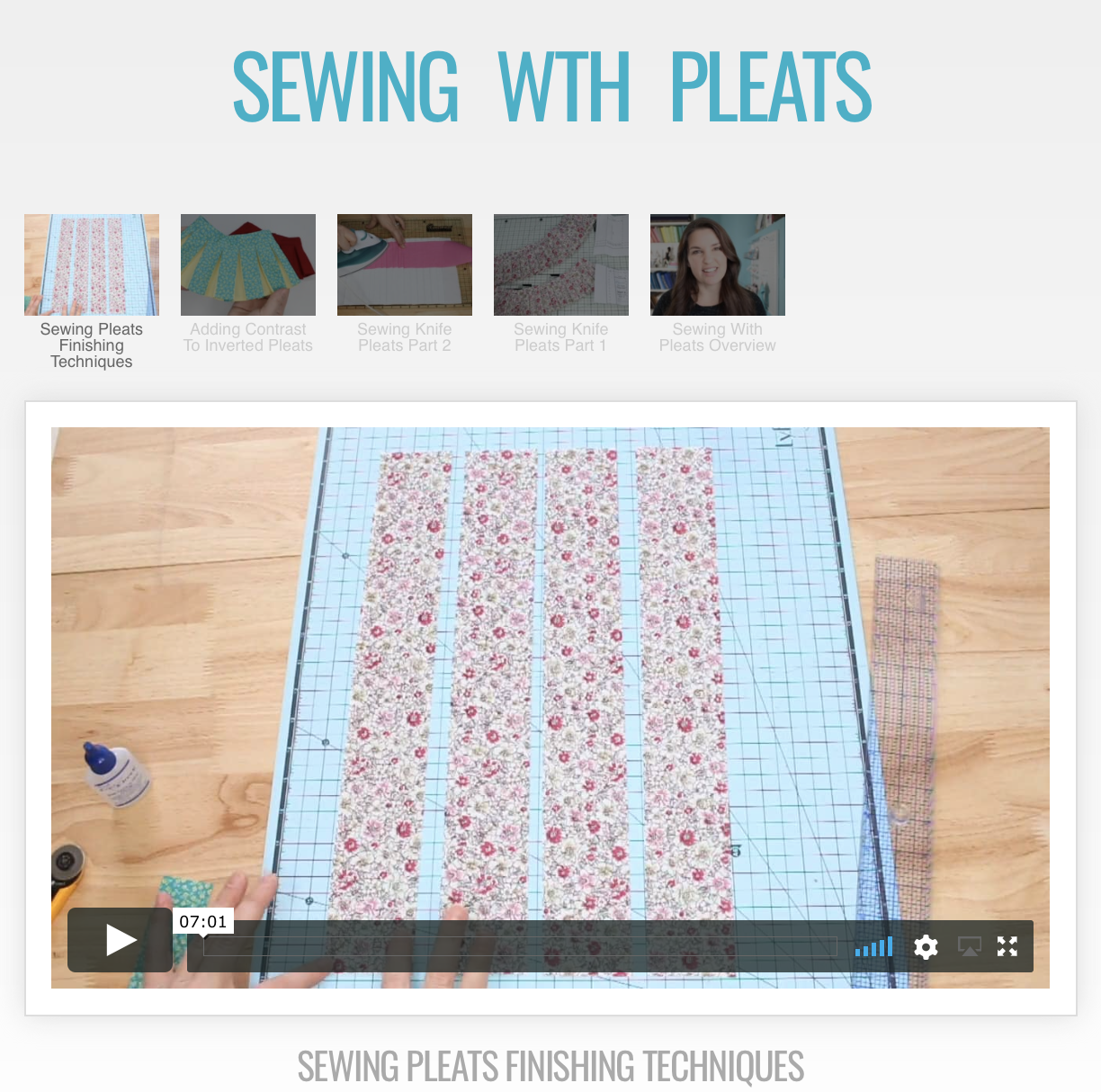 SWC Classes Sewing Perfect Pleats Master Class Video Course Pixie Faire