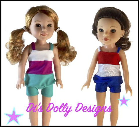Di's Dolly Designs WellieWishers Seashore Swimsuit 14-14.5" Doll Clothes Pattern Pixie Faire