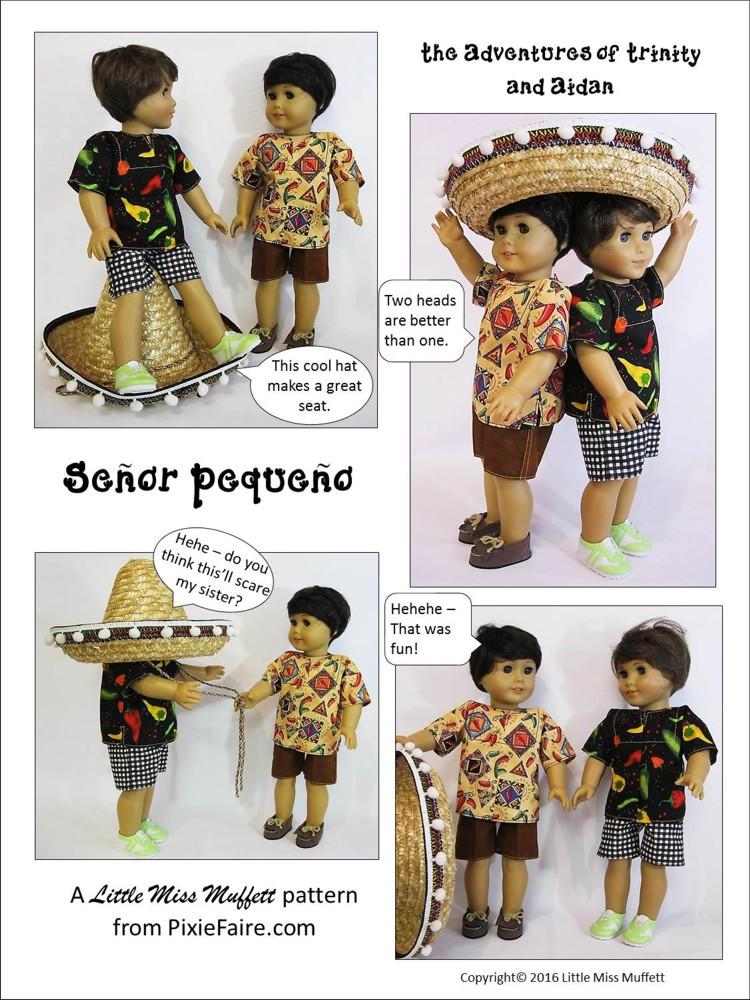 Little Miss Muffett 18 Inch Boy Doll Senor Pequeno 18" Doll Clothes Pattern Pixie Faire