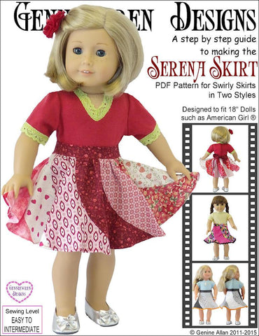 Genniewren 18 Inch Modern Serena Skirt 18" Doll Clothes Pattern Pixie Faire