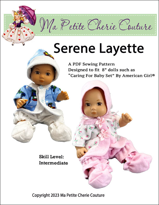 Mon Petite Cherie Couture Serene Layette 8" Baby Doll Clothes Pattern Pixie Faire