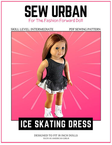 Sew Urban 18 Inch Modern Ice Skating Dress 18" Doll Clothes Pattern Pixie Faire