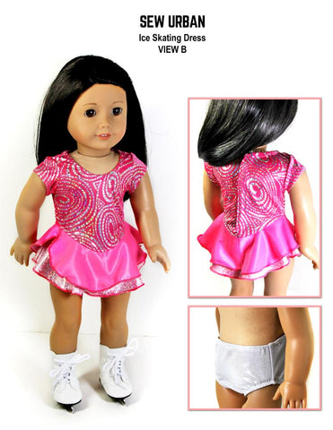 Sew Urban 18 Inch Modern Ice Skating Dress 18" Doll Clothes Pattern Pixie Faire