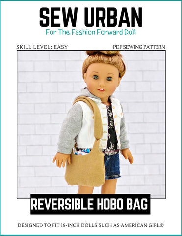 Sew Urban 18 Inch Modern Reversible Hobo Bag 18" Doll Accessories Pixie Faire