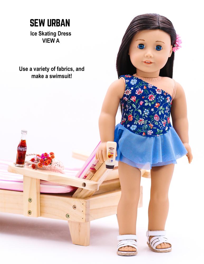 Sew Urban 18 Inch Modern Ice Skating Dress 18" Doll Clothes Pattern Pixie Faire