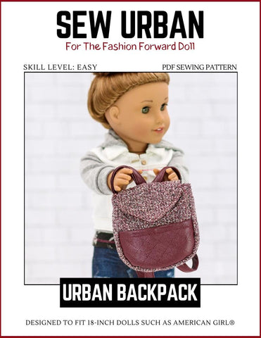 Sew Urban 18 Inch Modern Urban Backpack 18" Doll Accessory Pattern Pixie Faire