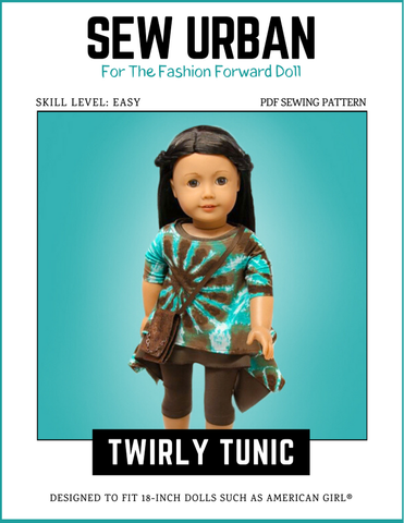 Sew Urban 18 Inch Modern Twirly Tunic 18" Doll Clothes Pattern Pixie Faire