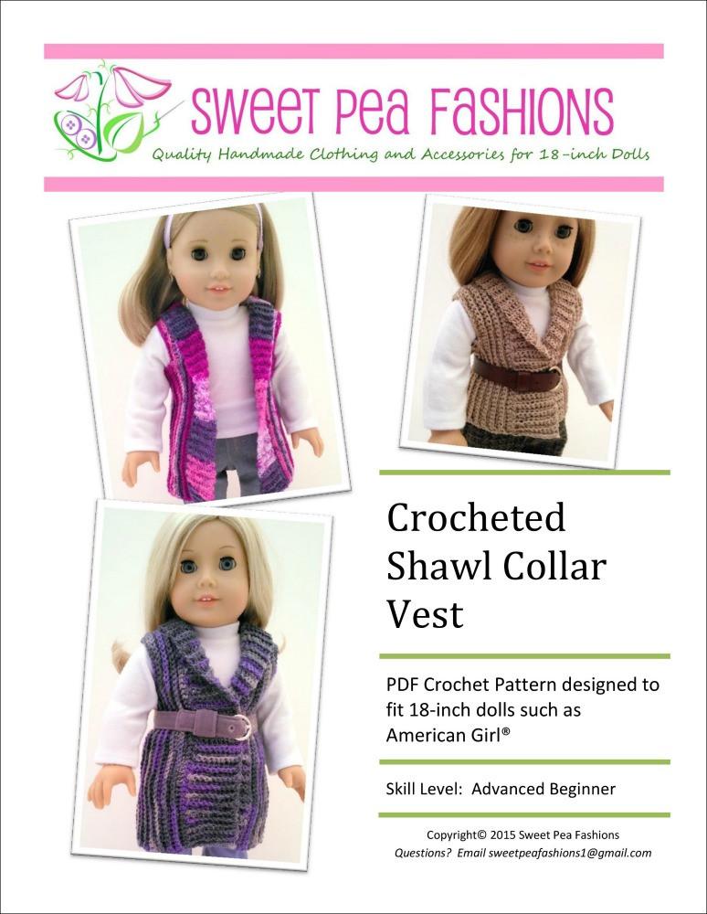 Sweet Pea Fashions Crochet Crocheted Shawl Collar Vest Crochet Pattern Pixie Faire