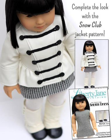 Liberty Jane 18 Inch Modern Sheath Dress and Spats 18" Doll Clothes Pattern Pixie Faire