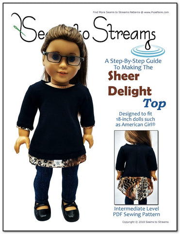 Seams to Streams 18 Inch Modern Sheer Delight Top 18" Doll Clothes Pattern Pixie Faire