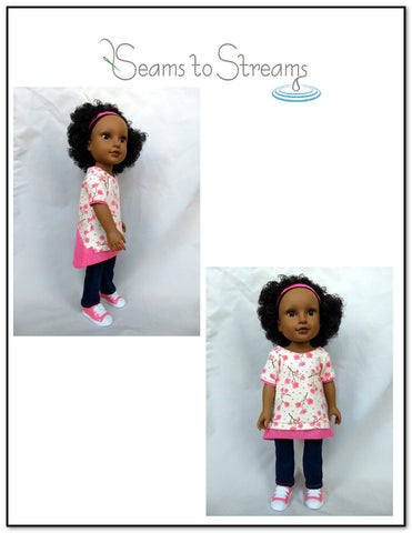 Seams to Streams 18 Inch Modern Sheer Delight Top 18" Doll Clothes Pattern Pixie Faire