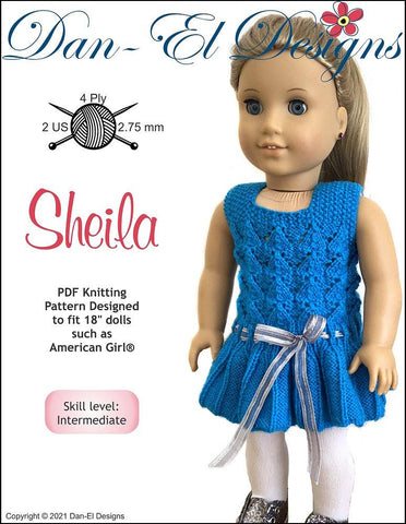 Dan-El Designs Knitting Sheila 18" Doll Clothes Knitting Pattern Pixie Faire