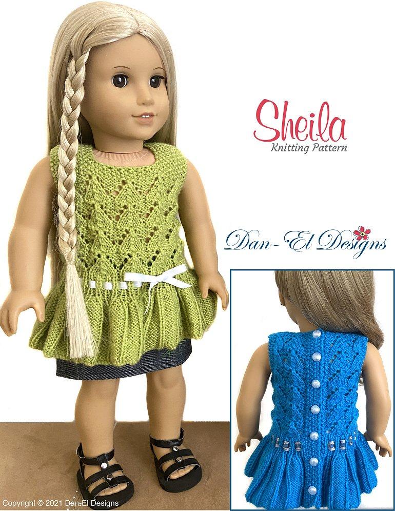 Dan-El Designs Knitting Sheila 18" Doll Clothes Knitting Pattern Pixie Faire