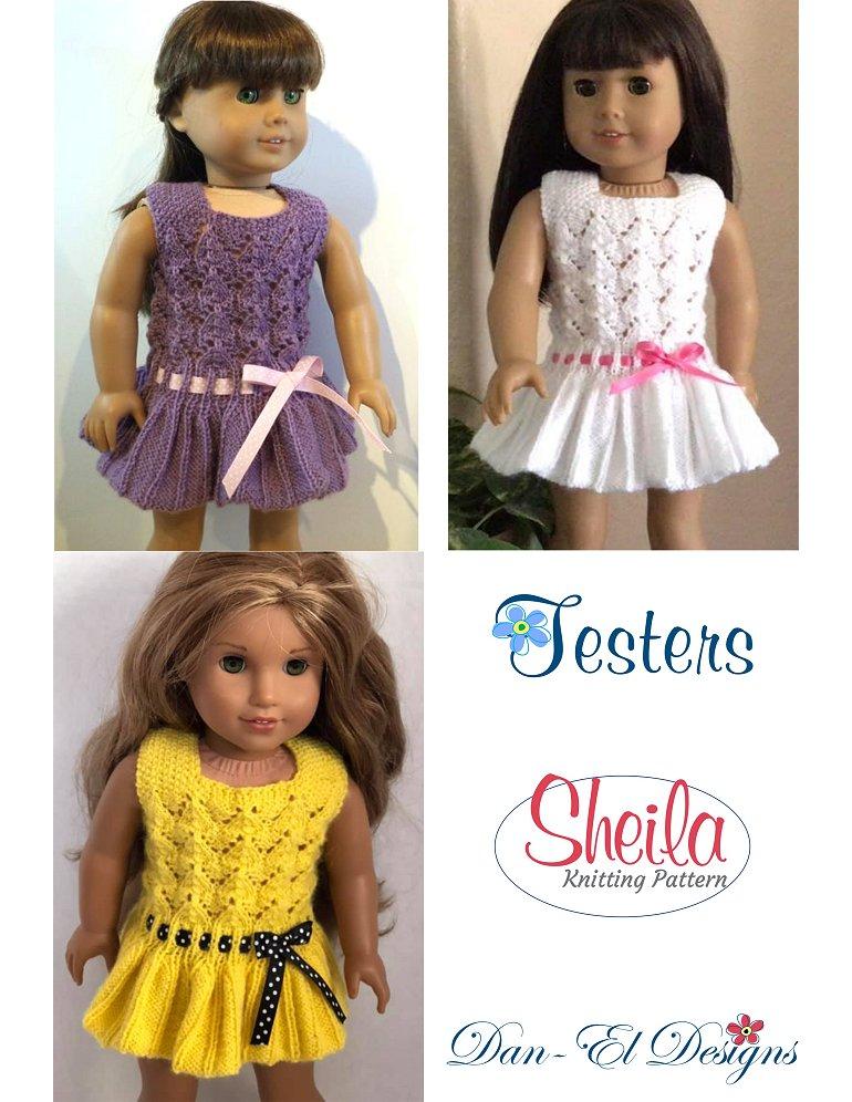 Dan-El Designs Knitting Sheila 18" Doll Clothes Knitting Pattern Pixie Faire