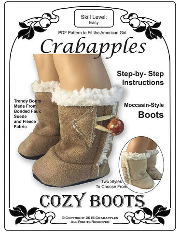 Crabapples Shoes Cozy Boots 18" Doll Shoe Pattern Pixie Faire