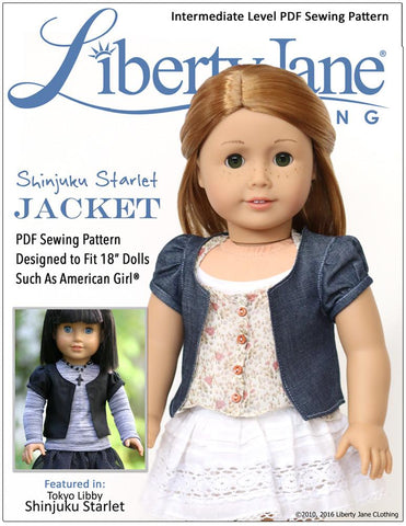 Liberty Jane 18 Inch Modern Shinjuku Starlet Jacket 18" Doll Clothes Pattern Pixie Faire