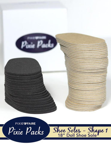 Pixie Faire Pixie Packs Pixie Packs SHAPE 1 Pre-cut Shoe Soles Black Foam and Chipboard Pixie Faire