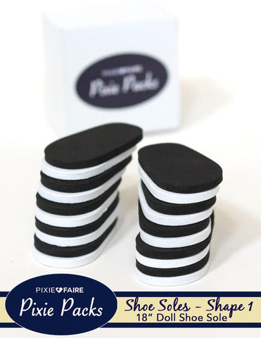 Pixie Faire Pixie Packs Pixie Packs SHAPE 1 Pre-cut Shoe Soles 6mm Black/White Pixie Faire