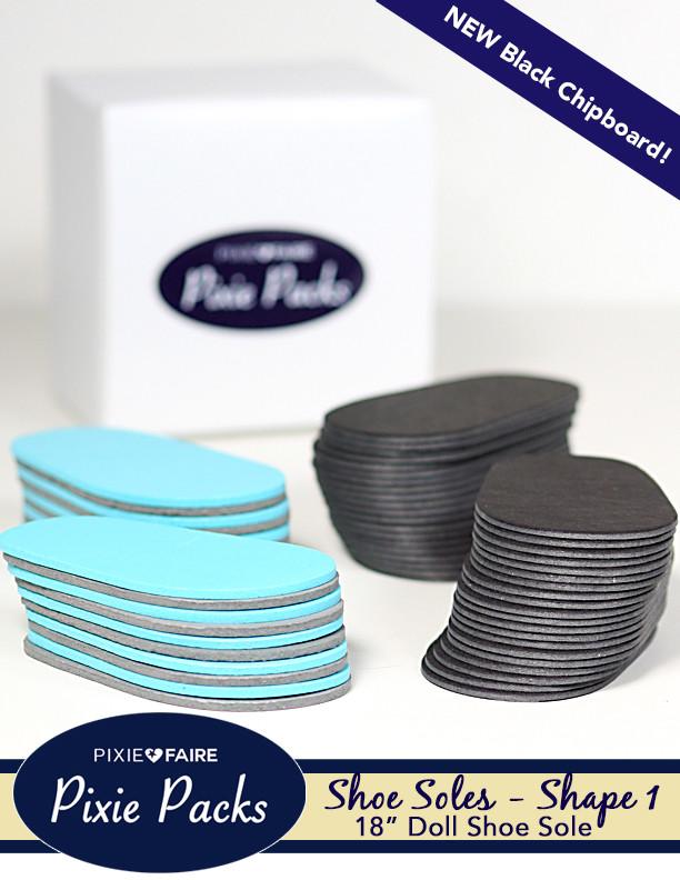 Pixie Faire Pixie Packs Pixie Packs SHAPE 1 Pre-cut Shoe Soles  Black Chipboard Combo Pixie Faire