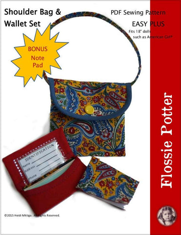 Flossie Potter 18 Inch Historical Shoulder Bag & Wallet Set 18" Doll Accessories Pixie Faire
