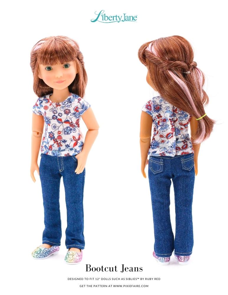 Liberty Jane Siblies Jeans Bundle Pattern For 12" Siblies Dolls Pixie Faire