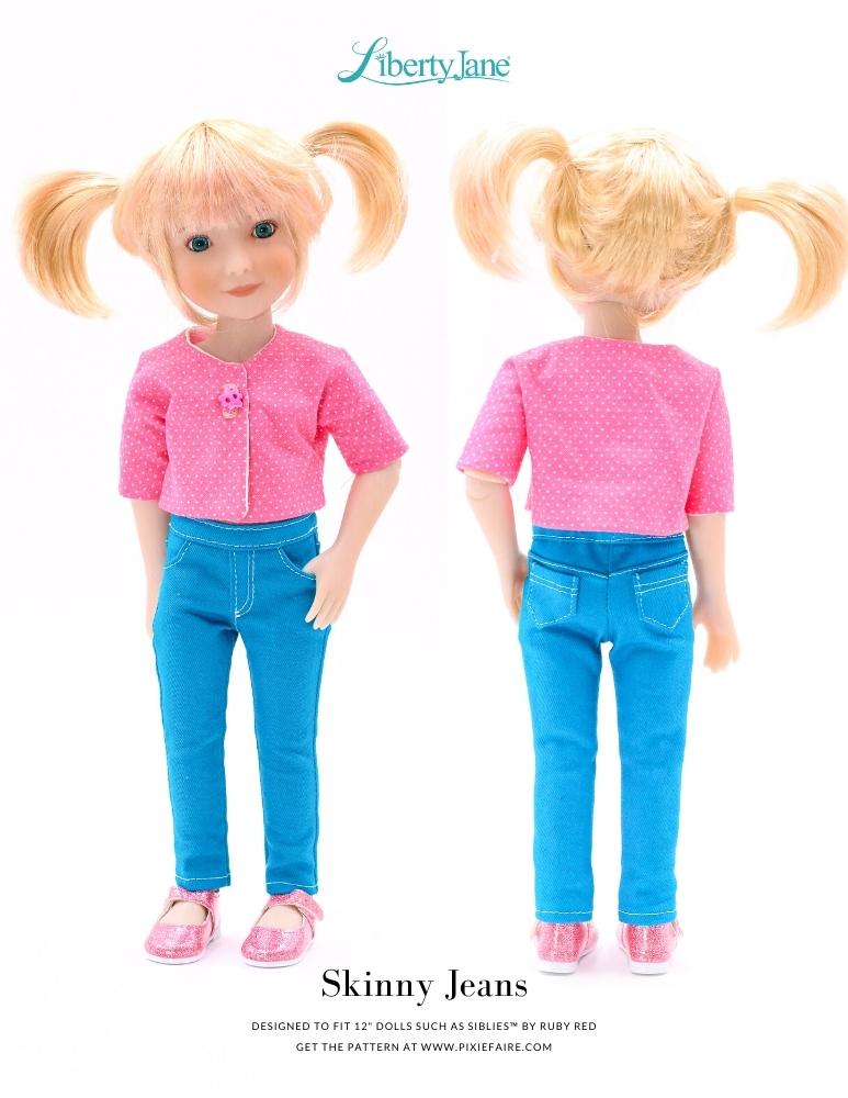 Liberty Jane Siblies Jeans Bundle Pattern For 12" Siblies Dolls Pixie Faire