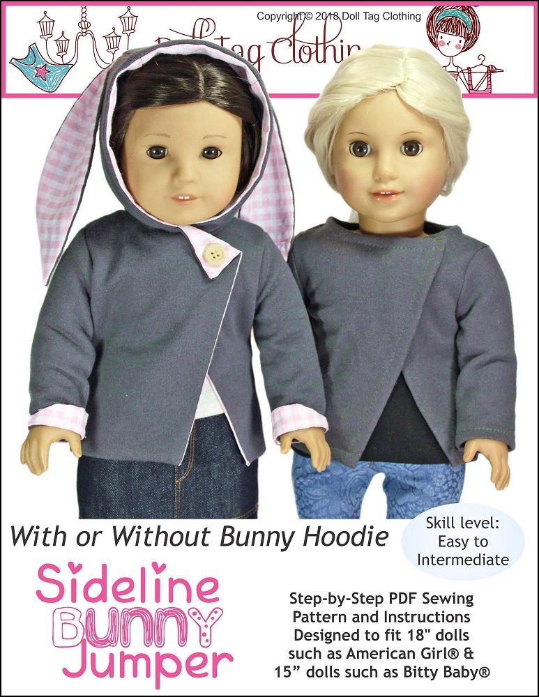 Doll Tag Clothing 18 Inch Modern Sideline Bunny Jumper 18" Doll Clothes Pattern Pixie Faire