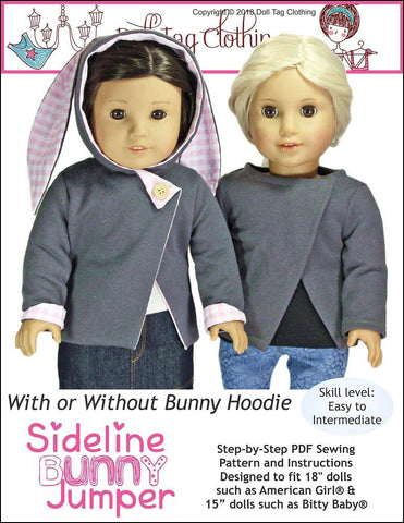 Doll Tag Clothing 18 Inch Modern Sideline Bunny Jumper 18" Doll Clothes Pattern Pixie Faire