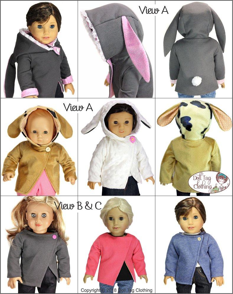 Doll Tag Clothing 18 Inch Modern Sideline Bunny Jumper 18" Doll Clothes Pattern Pixie Faire