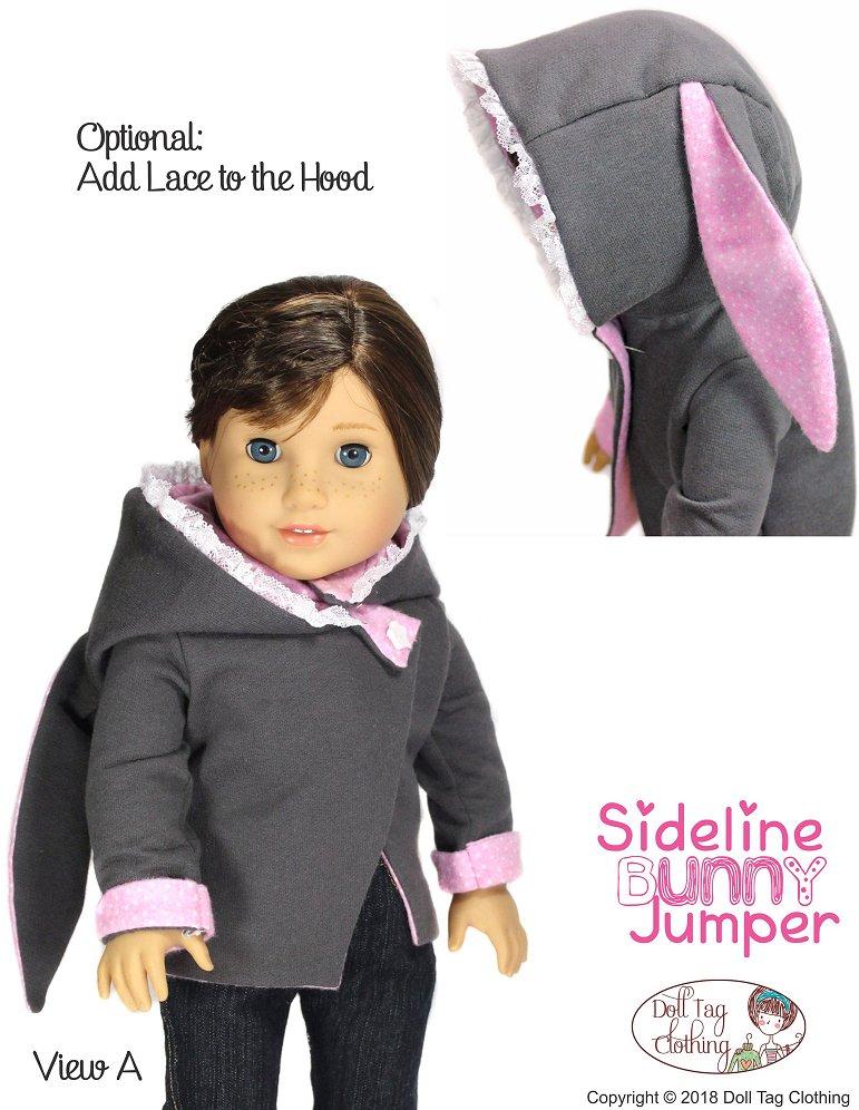 Doll Tag Clothing 18 Inch Modern Sideline Bunny Jumper 18" Doll Clothes Pattern Pixie Faire