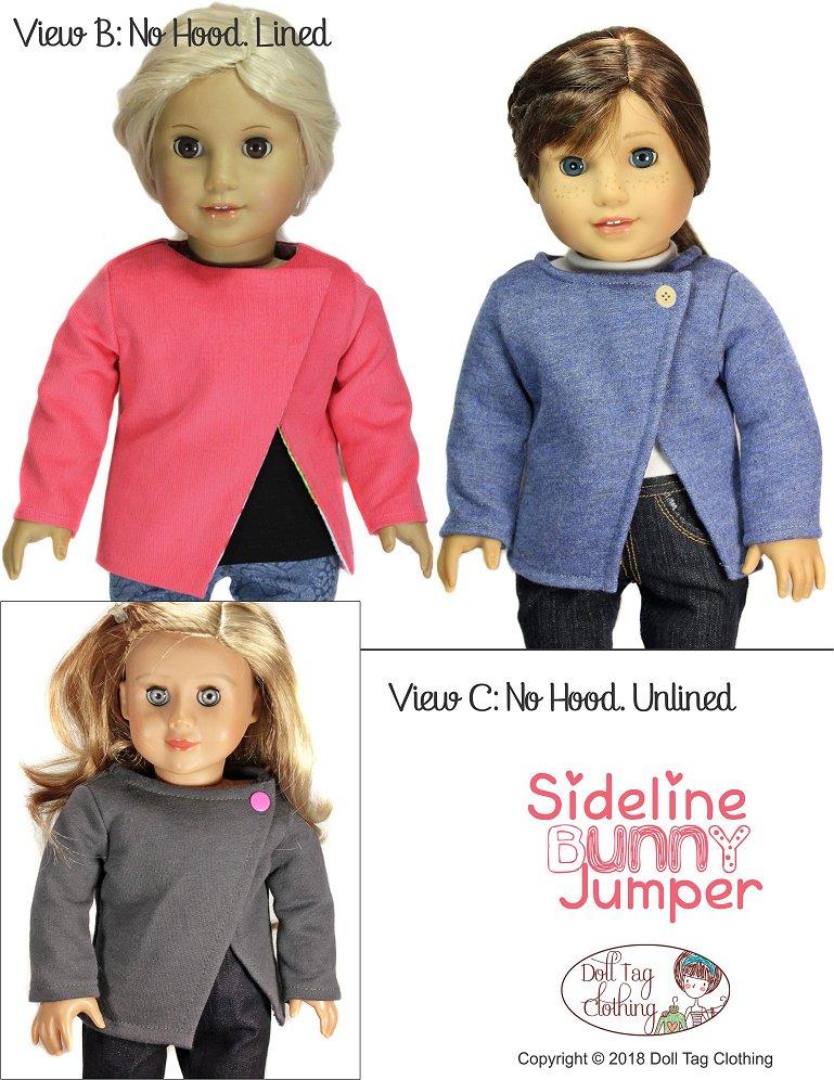 Doll Tag Clothing 18 Inch Modern Sideline Bunny Jumper 18" Doll Clothes Pattern Pixie Faire