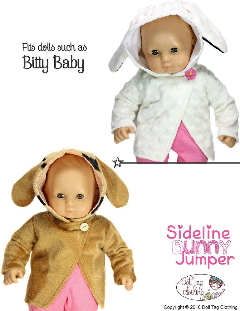 Doll Tag Clothing 18 Inch Modern Sideline Bunny Jumper 18" Doll Clothes Pattern Pixie Faire