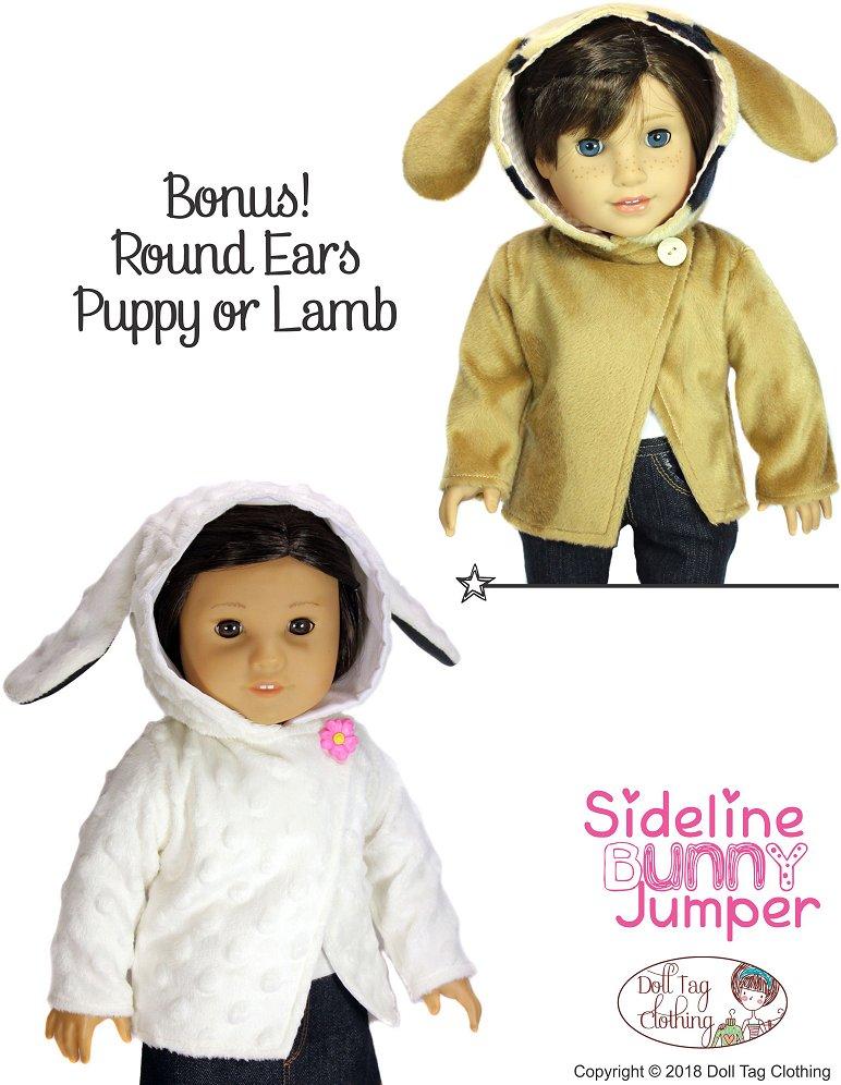 Doll Tag Clothing 18 Inch Modern Sideline Bunny Jumper 18" Doll Clothes Pattern Pixie Faire