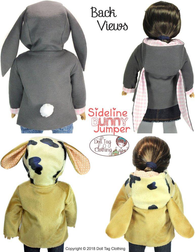 Doll Tag Clothing 18 Inch Modern Sideline Bunny Jumper 18" Doll Clothes Pattern Pixie Faire