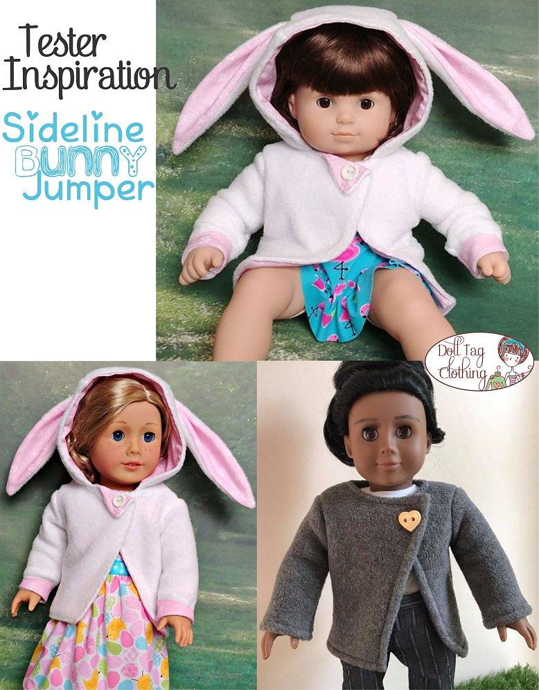 Doll Tag Clothing 18 Inch Modern Sideline Bunny Jumper 18" Doll Clothes Pattern Pixie Faire