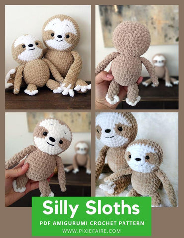 Plushico Amigurumi Silly Sloths Amigurumi Crochet Pattern Pixie Faire