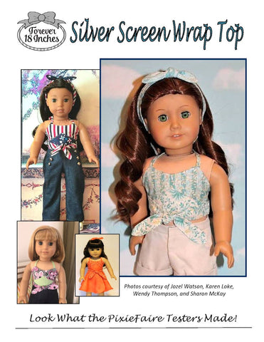 Forever 18 Inches 18 Inch Modern Silver Screen Wrap Top 18" Doll Clothes Pattern Pixie Faire