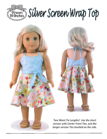 Forever 18 Inches 18 Inch Modern Silver Screen Wrap Top 18" Doll Clothes Pattern Pixie Faire