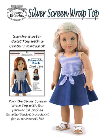 Forever 18 Inches 18 Inch Modern Silver Screen Wrap Top 18" Doll Clothes Pattern Pixie Faire