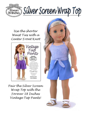 Forever 18 Inches 18 Inch Modern Silver Screen Wrap Top 18" Doll Clothes Pattern Pixie Faire