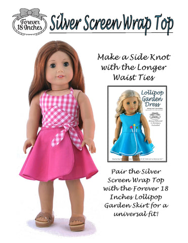 Forever 18 Inches 18 Inch Modern Silver Screen Wrap Top 18" Doll Clothes Pattern Pixie Faire