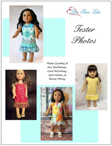 Love From Lola 18 Inch Modern Simple Summer Dress 18" Doll Clothes Pattern Pixie Faire