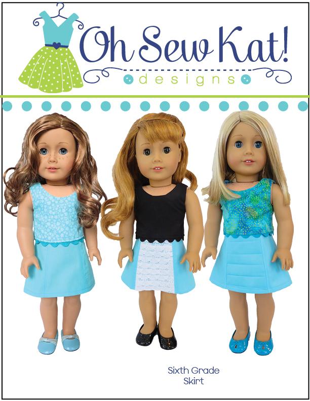Oh Sew Kat 18 Inch Modern Sixth Grade Skirt 18" Doll Clothes Pattern Pixie Faire