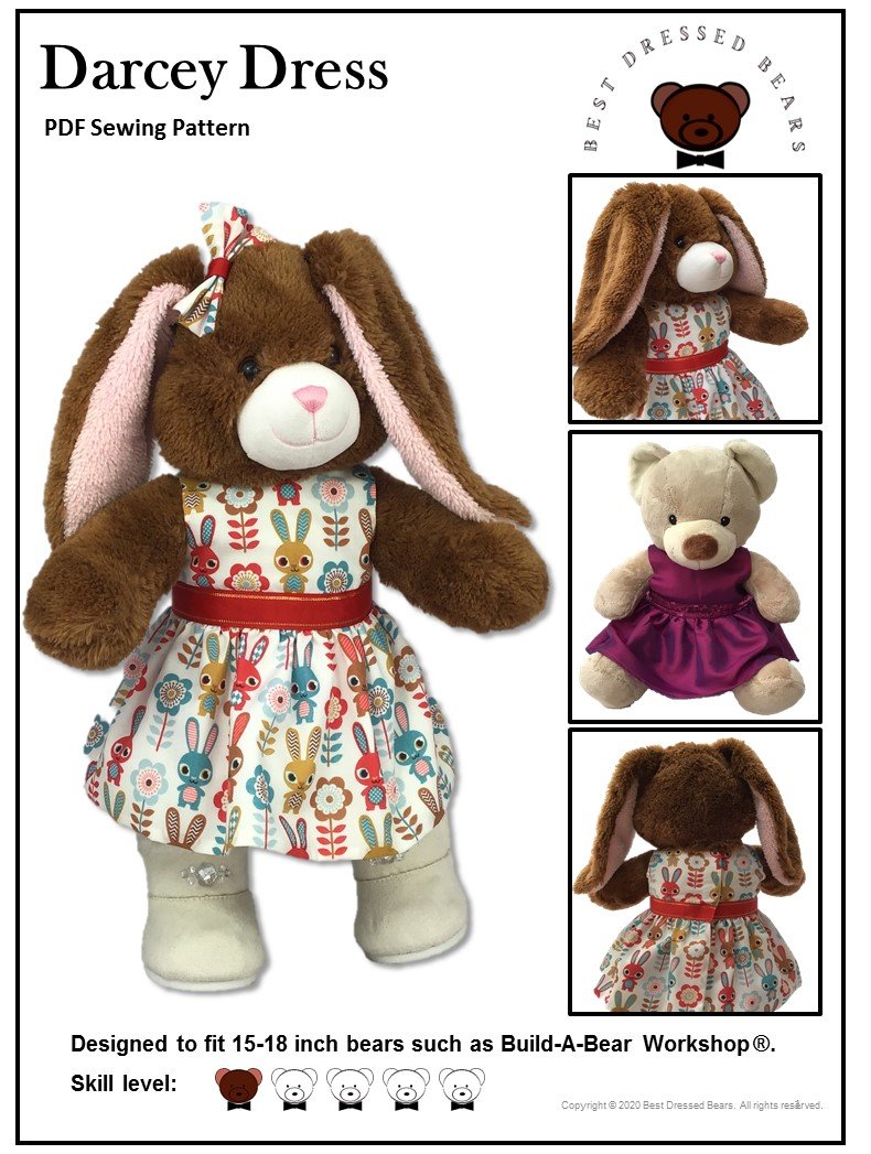 Best Dressed Bears Darcey Dress Plush Toy Clothes Pattern 15 to 18 inch Build-A-Bear® Bears