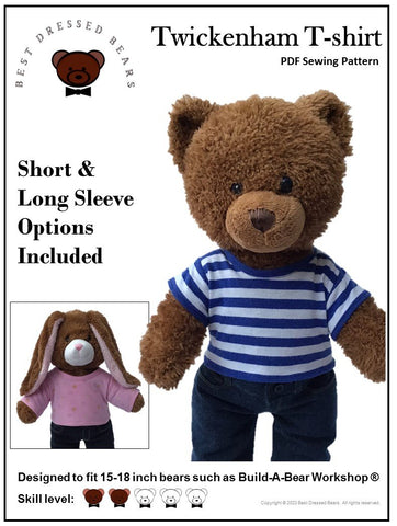 Best Dressed Bears Build-A-Bear Twickenham T-Shirt Pattern for Build-A-Bear Dolls Pixie Faire