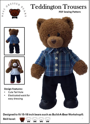 Best Dressed Bears Build-A-Bear Teddington Trousers Pattern for Build-A-Bear Dolls Pixie Faire