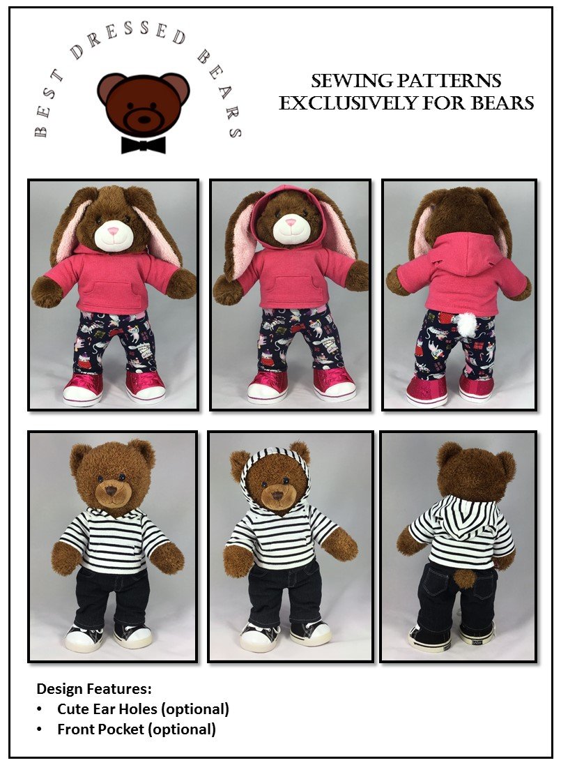Best Dressed Bears Build-A-Bear Kensington Hoodie Pattern for Build-A-Bear Dolls Pixie Faire
